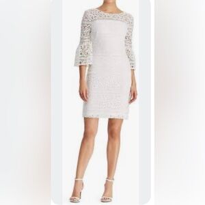 NWT Ralph Lauren white lace bell sleeve dress Size 4.